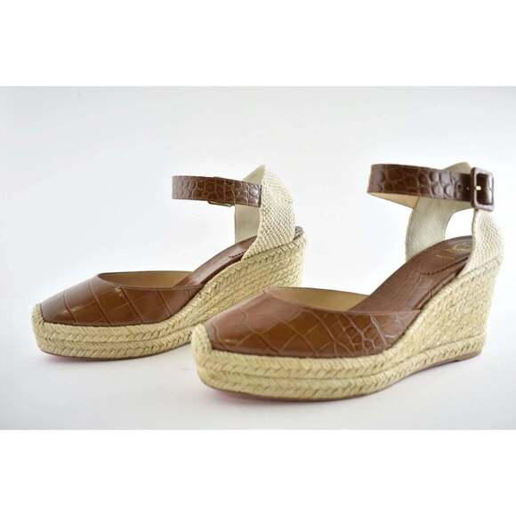 Christian Louboutin Amelina 90 Biscotto Brown Platform Wedge Sandal Heel Pump 40 - Picture 9 of 12